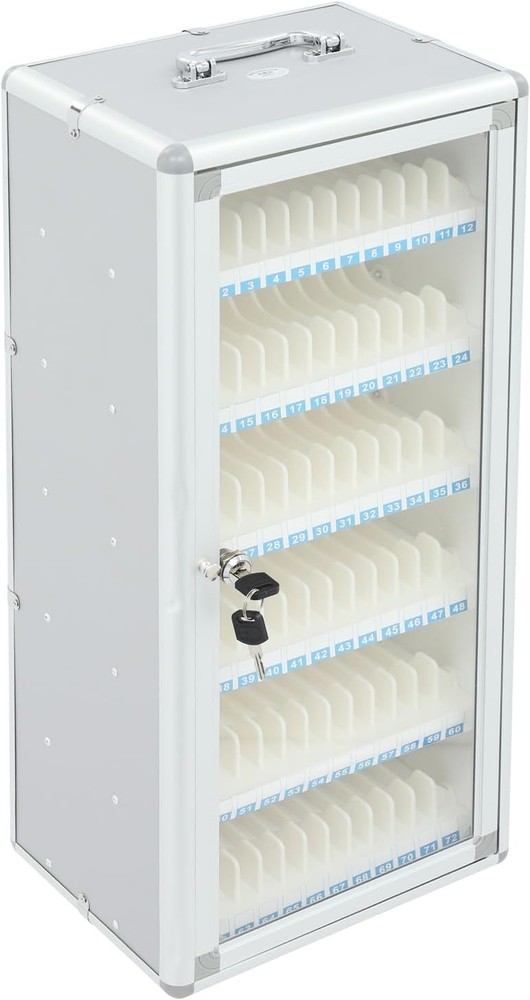 72 Slots Silver Cell Phone Locker Box - Durable & Secure Storage Solution