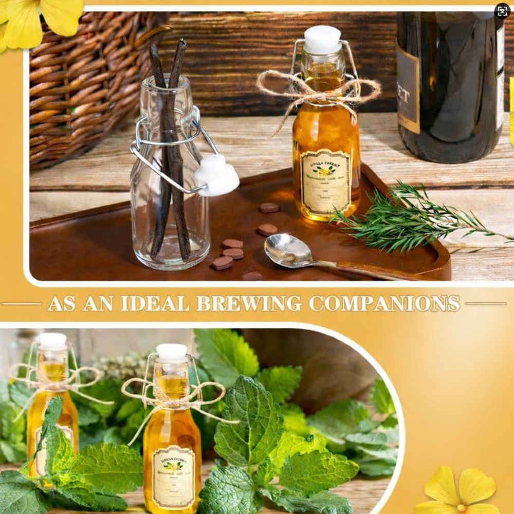 tchrules 4oz Small Glass Bottles with Swing Top Lids, Small Batch Vanilla Ext...