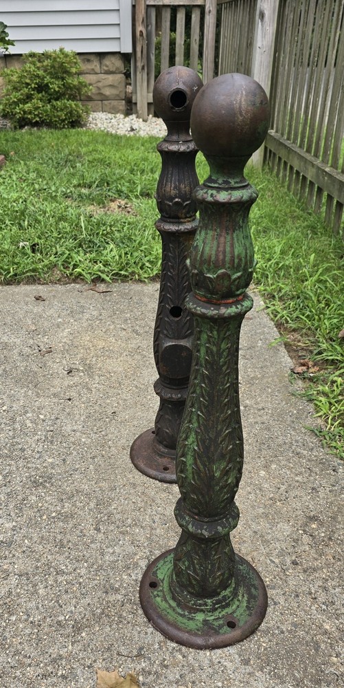 Old CAST IRON Architectural Salvage Holyoke Ma Rail Posts Pair