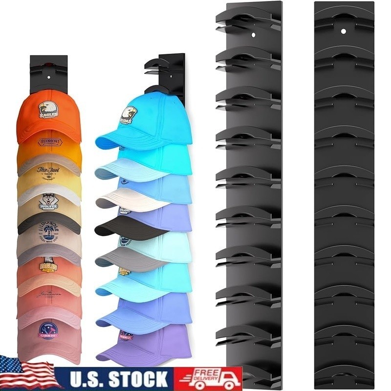 Hat Organizer Wall Mount 20 Caps Adjustable Storage Easy Access Two-Pack New
