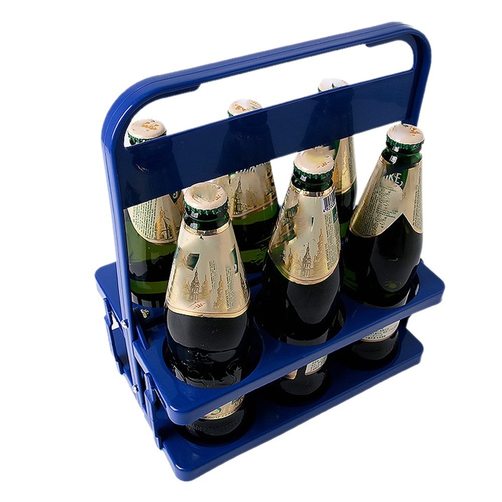 6 Hole Foldable  Bottle Holder, Handle Portable Use Wine Storage Rack, Bar7872