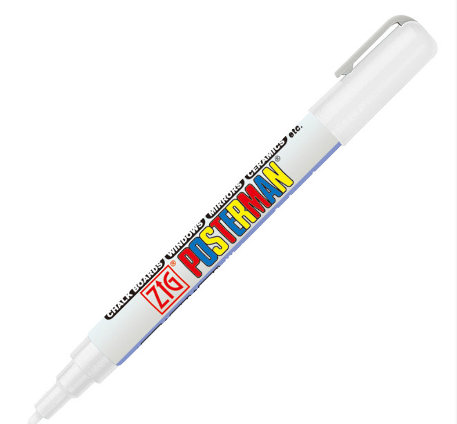 White Posterman Waterproof Pen - 1mm Fine Tip