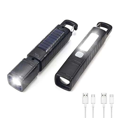 Pack Solar Flashlight, Rechargeable Zoomable LED Flashlight, High Lumens 2