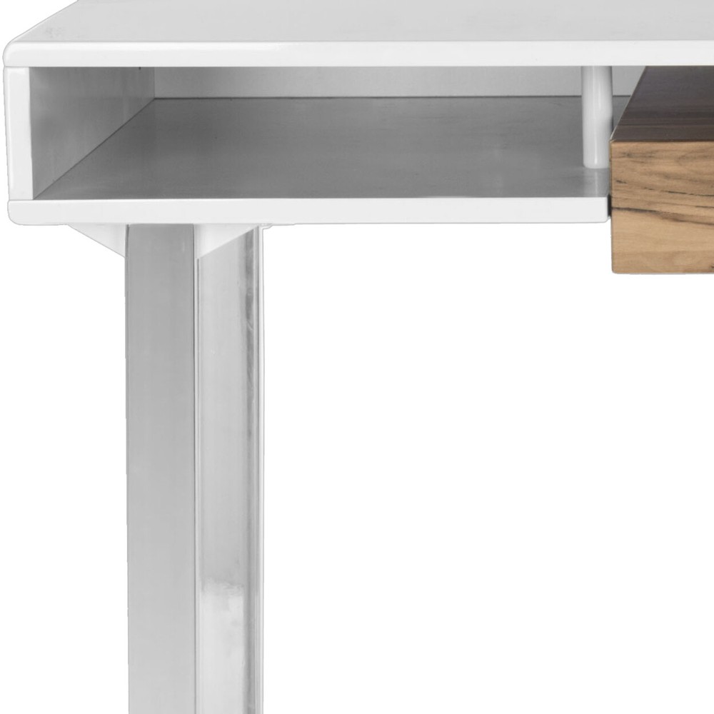 SAFAVIEH Metropolitan Computer Desk | White / Chrome |