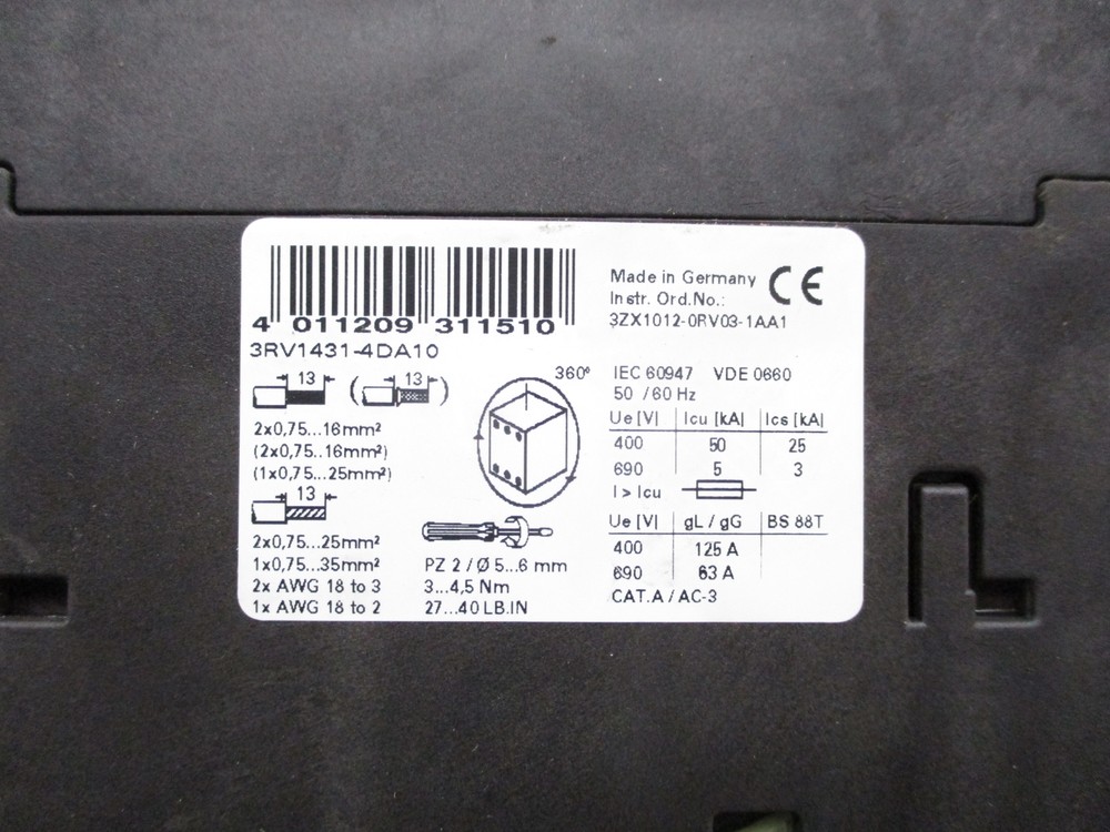 SIEMENS 3RV1431-4DA10 18-25A UNMP