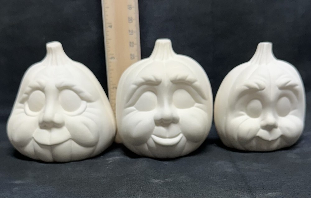 Donas Ceramic Bisque Pumpkins with Faces Ready to Paint