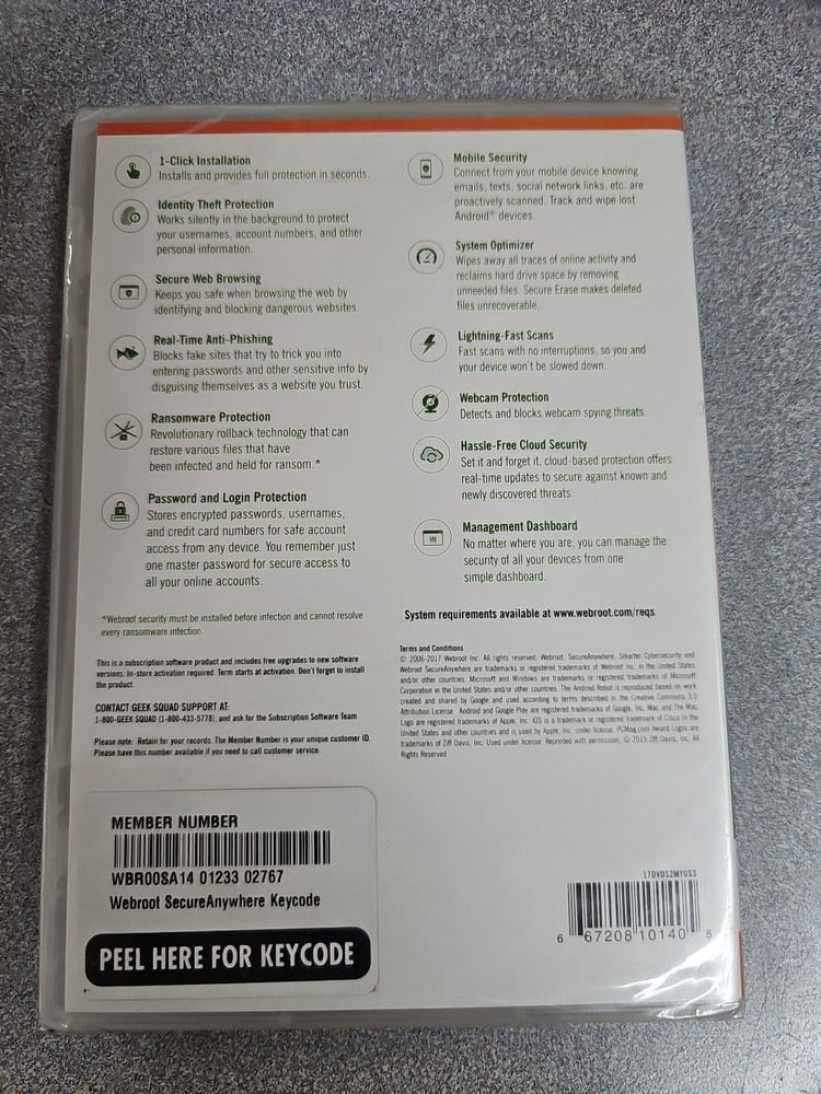 Webroot Secure Anywhere Internet Security w Antivirus PC Mac Mobile 3 Device New