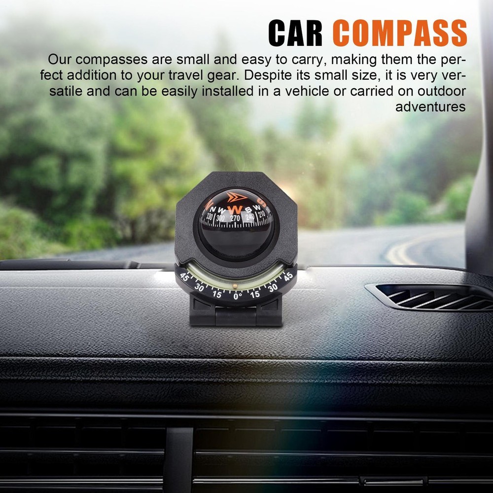 Car Dashboard Compass 180° Adjustable High Precision Foldable Spherical Compass