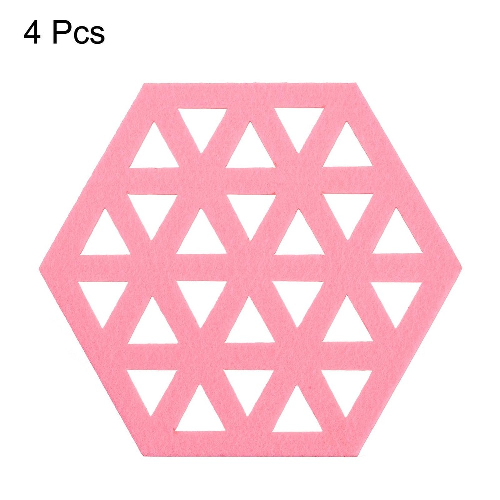 Felt Coasters 4pcs Hexagonal Pads Coasters Pink