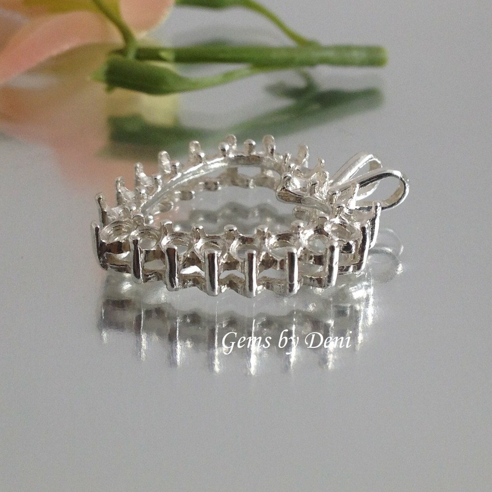Cluster Heart Pre-Notched Solid Silver Pendant Setting