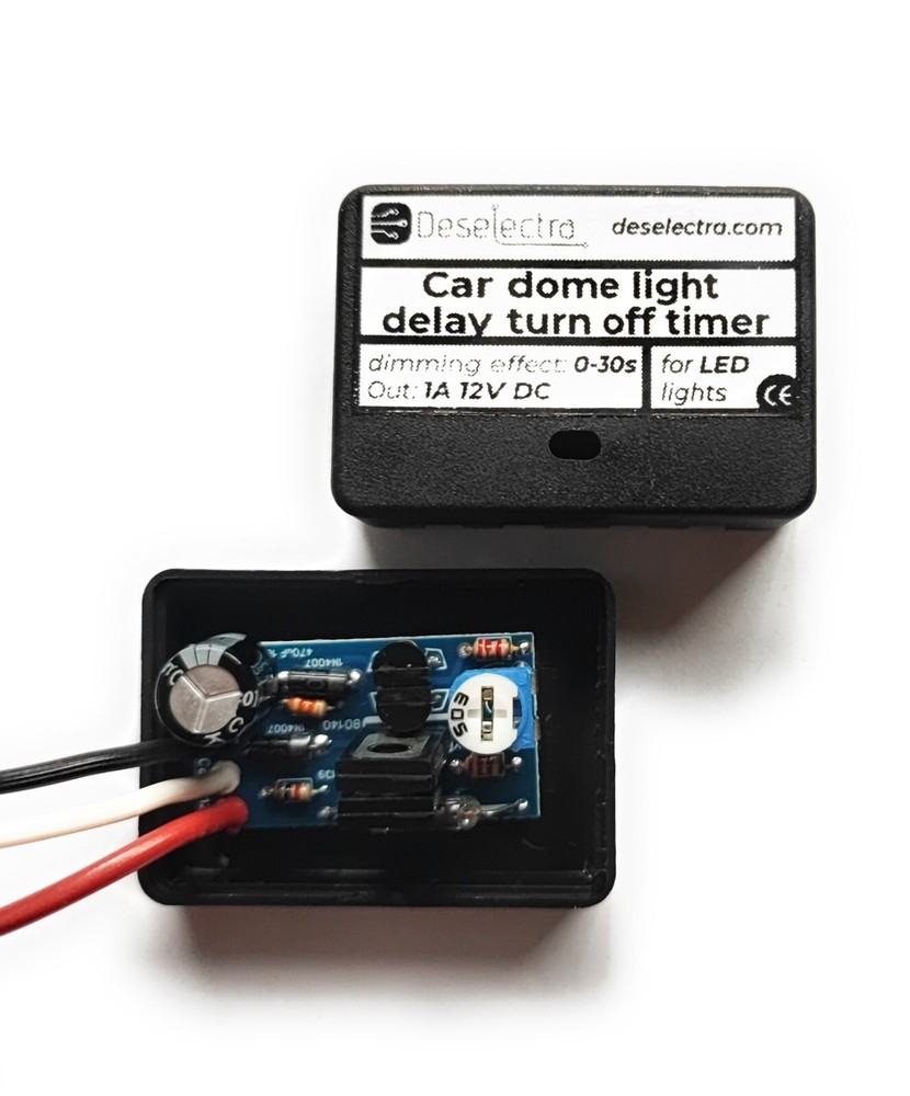 1A LED car dome interior light switch timer 1-30s 12V dimming effect negative