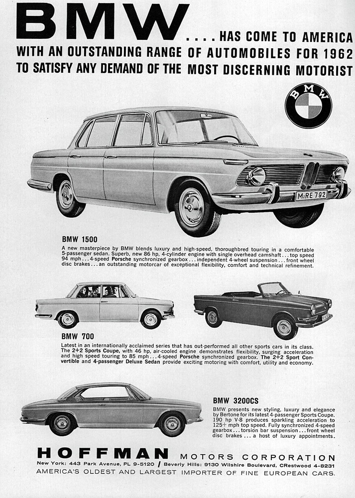 1962 BMW 1500 700 & 3200 CS Original Print Ad