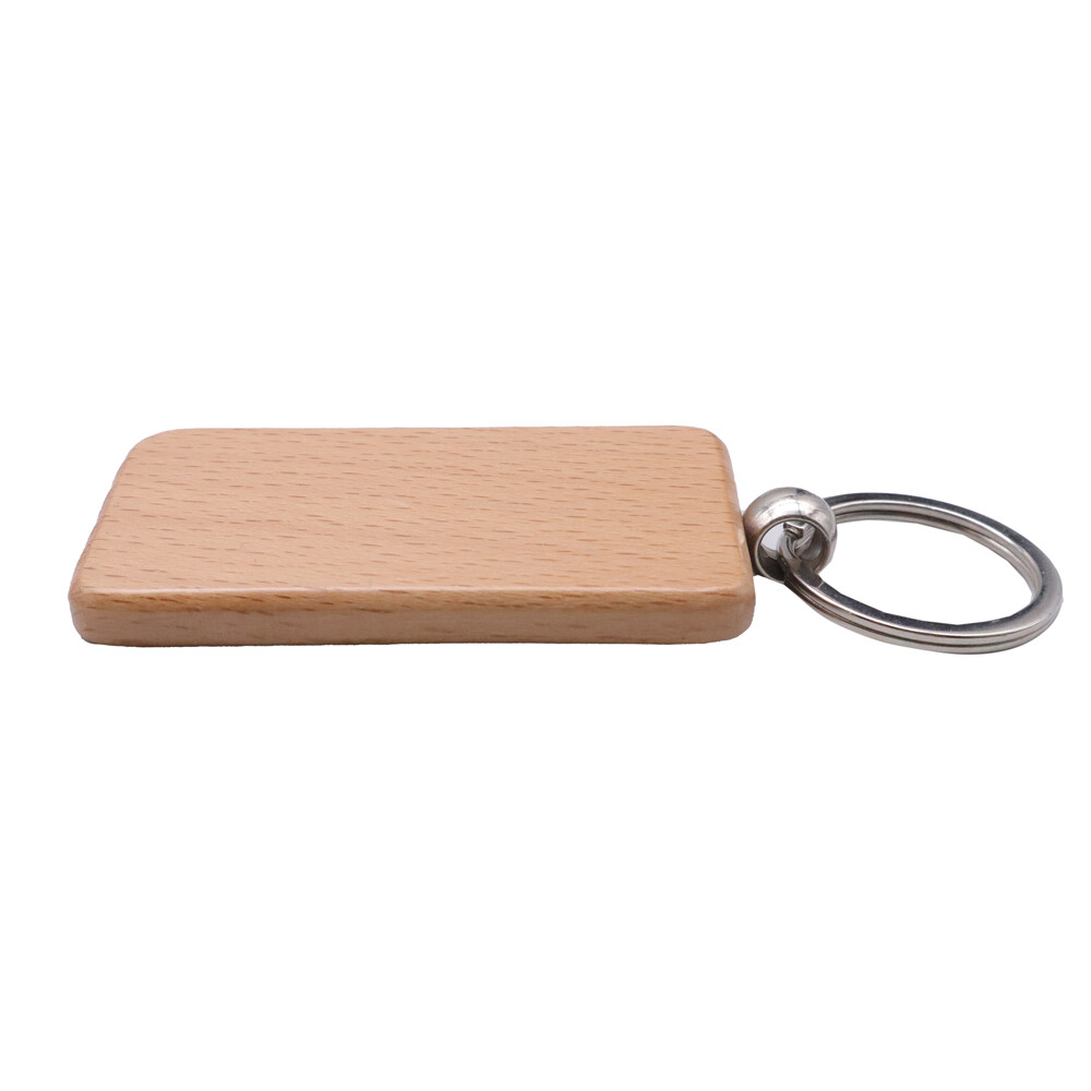 20 PACK DIY Rectangle Blank Wood Keychain Custom Key Tags Personalized Gift