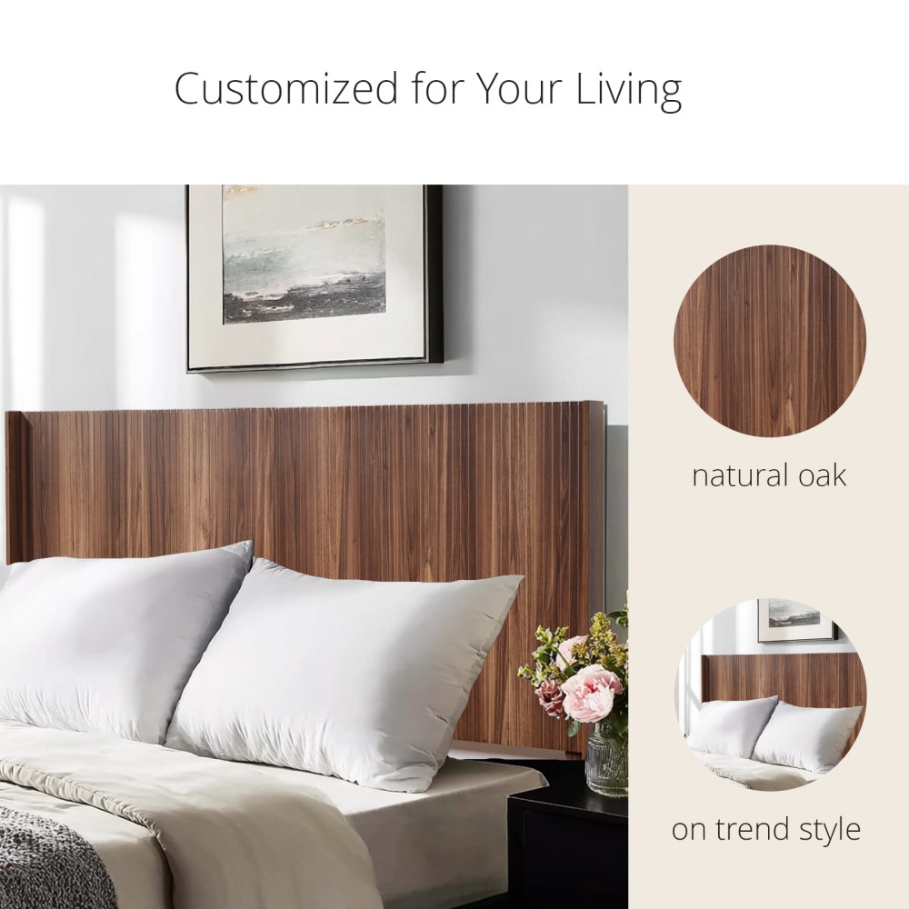 Farmhouse Wood Headboard Wide Wall Mounted Fluted Panel Wingback