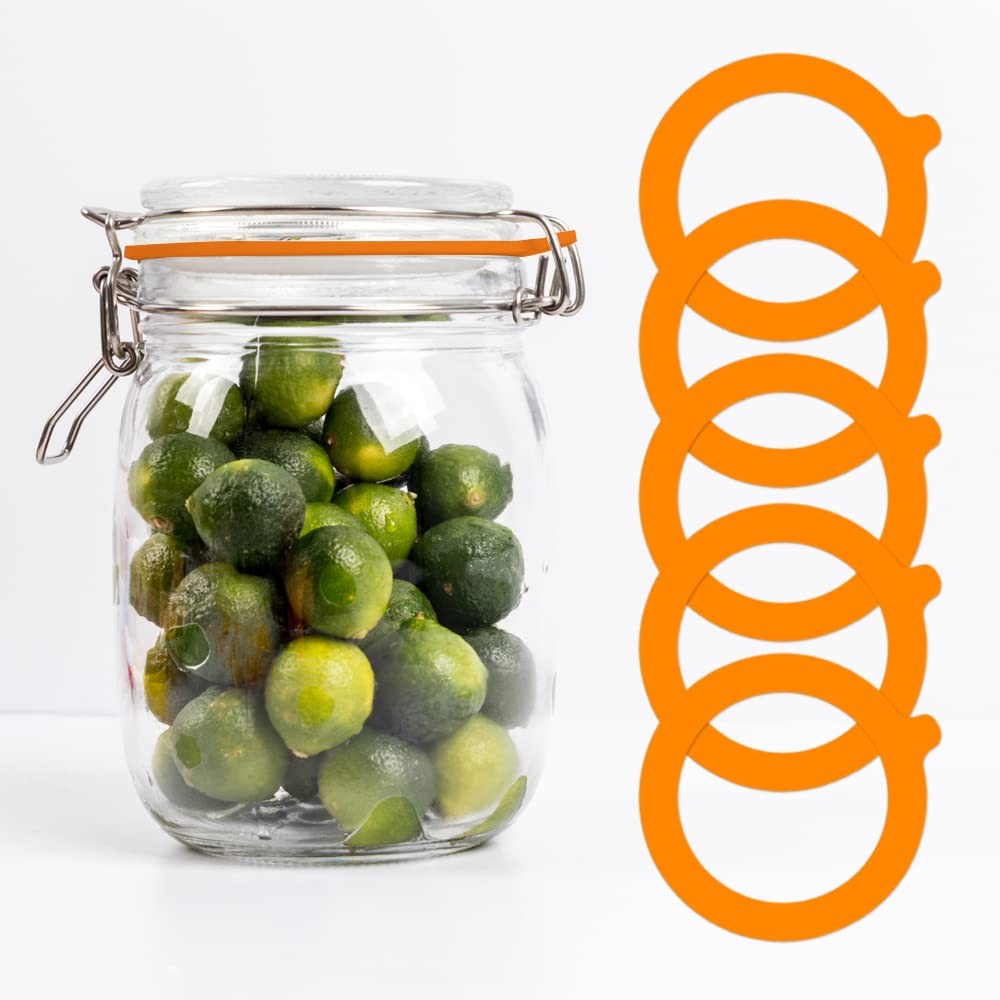 12 Pack Replacement Rubber Gaskets for Glass Jars, MaehSab Airtight Orange