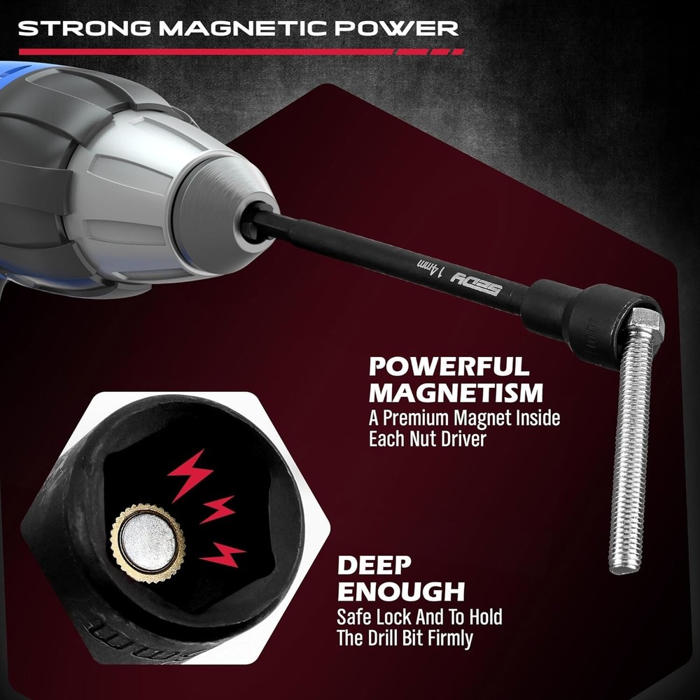 Nut Driver Impact Bit Set - 31-Piece Magnetic Socket Impact Drill Bit Tool Sets