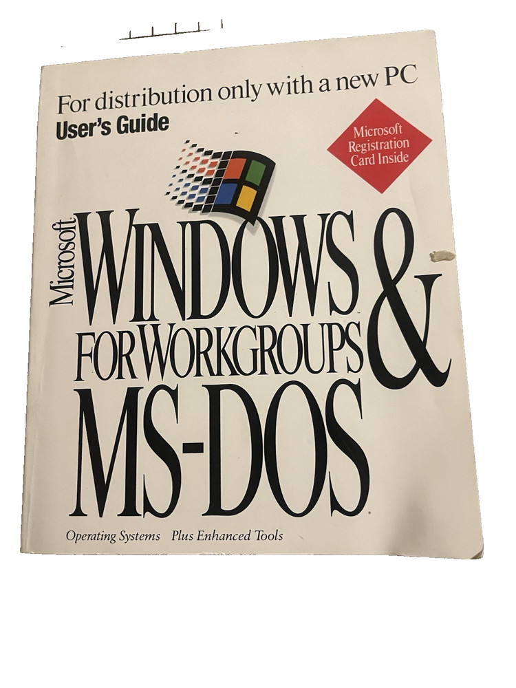 Microsoft Windows For Workgroups MS-DOS Book only