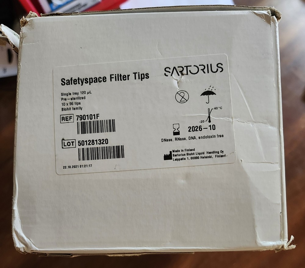 Sartorius Ref 790101F Safetyspace Filter Tips 120µL Pre-Sterilized 10 Racks 96