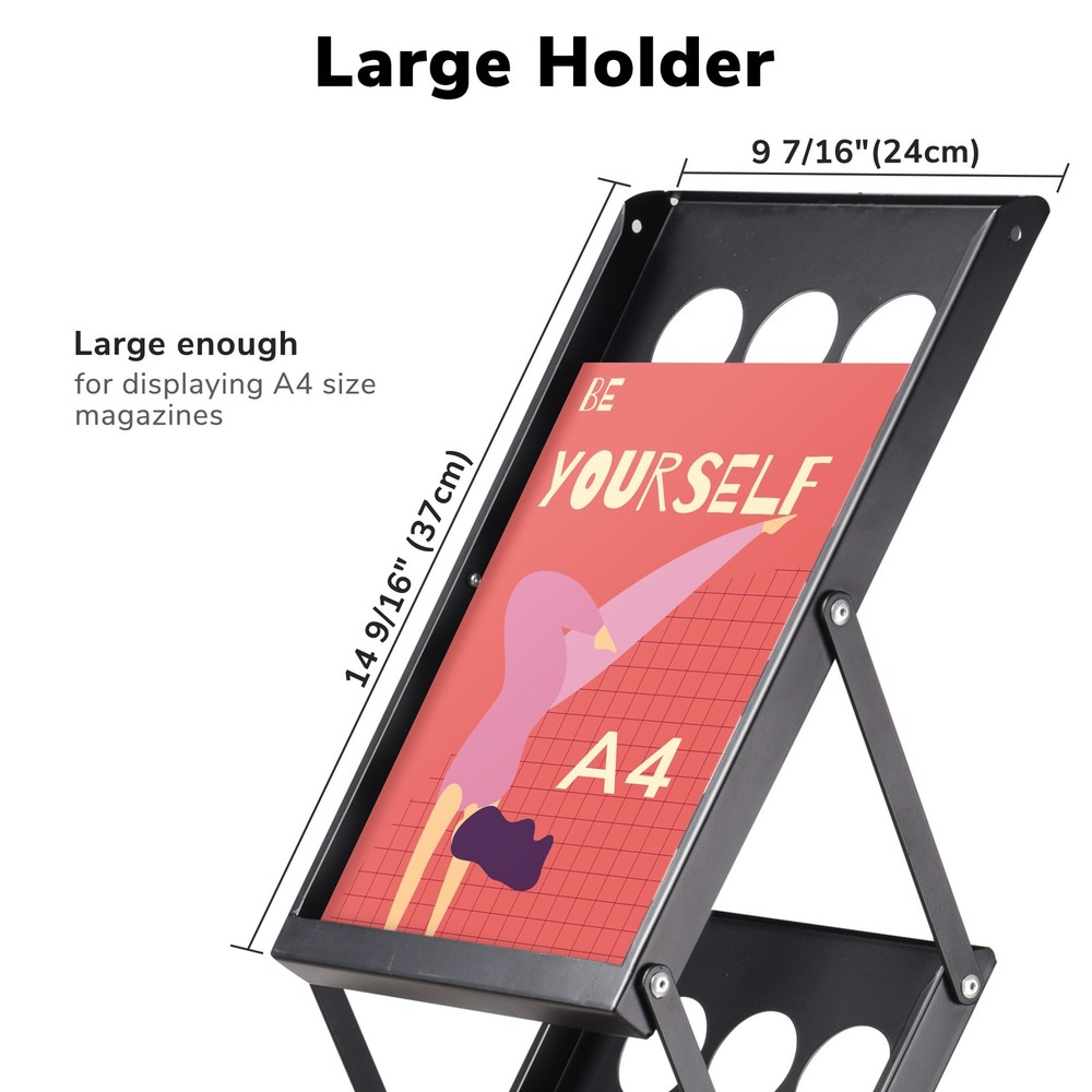 4-Holder Floor Standing Magazine Rack