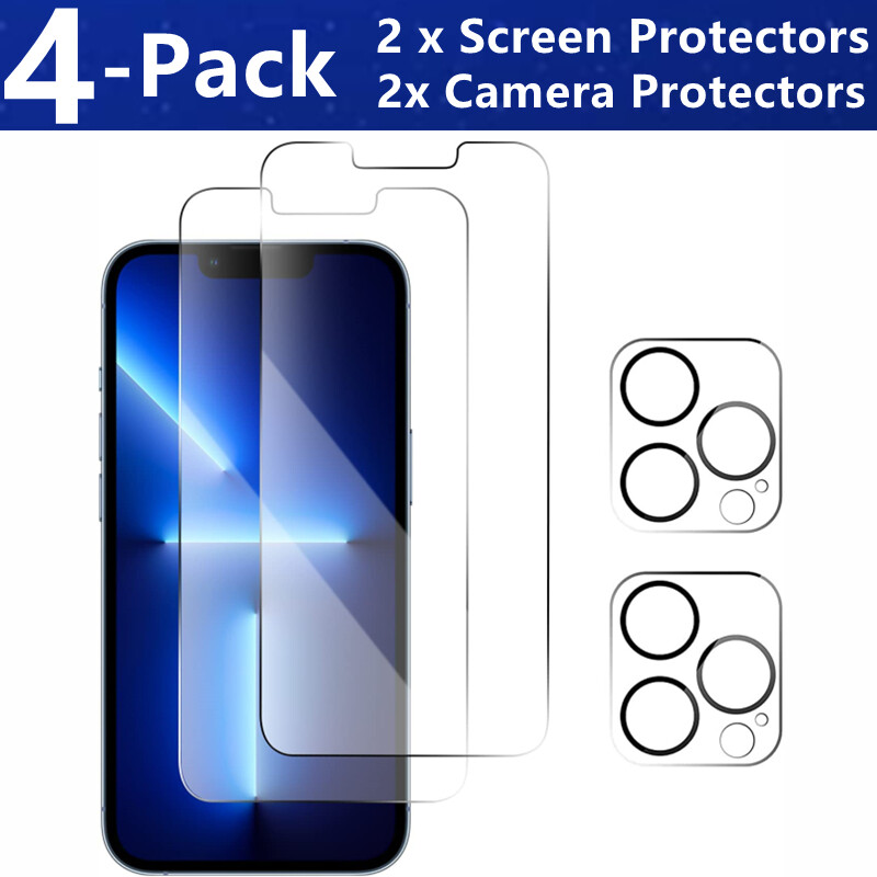 For iPhone 15 14 13 12 Pro Max Tempered Glass Screen Protector Camera Protector
