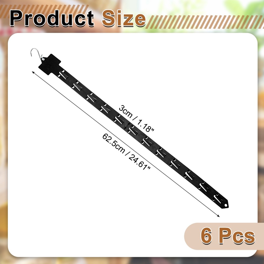 6Pcs Hanging Merchandise Strips with Hook, 24.61" Display Rack Stand, Black