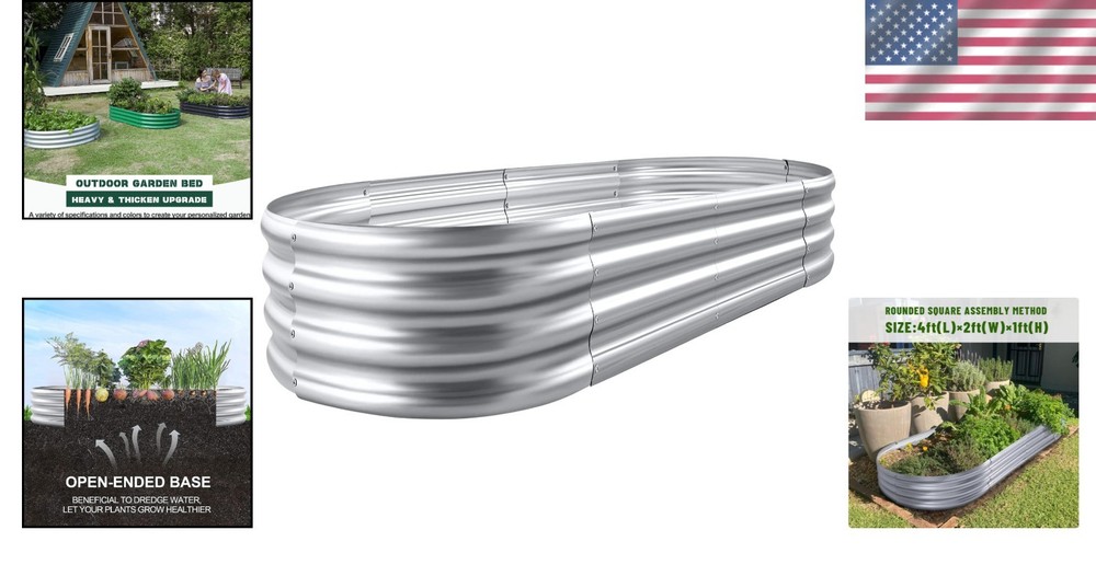 Sturdy Double-Layer Galvanized Metal Raised Garden Bed - Long-Lasting Use