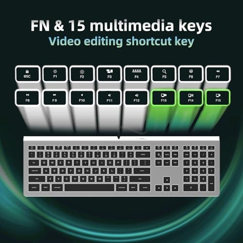 USB Wired Keyboard with White Backlight, Keyboard for Mac Silver Grey