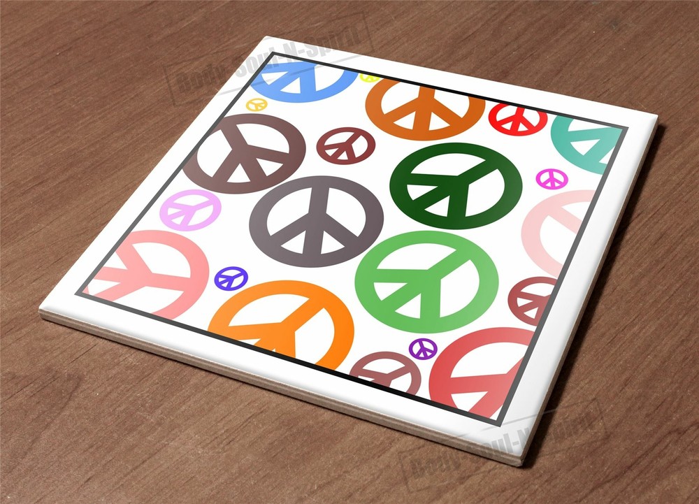 Ceramic Hot Plate kitchen Trivet Holder peace pattern mix color decor gift