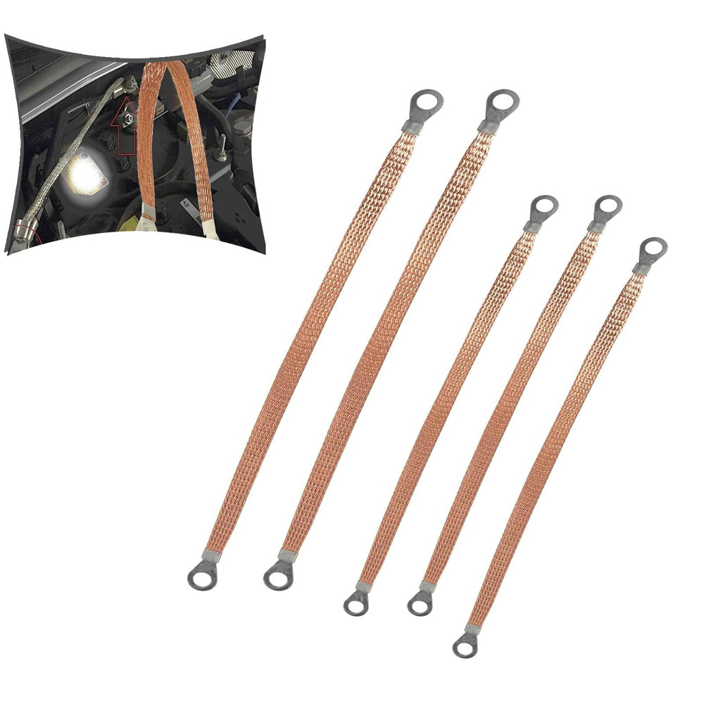 GKmow 5 PCS Automotive Engine Grounding Strap, Flexible Silver