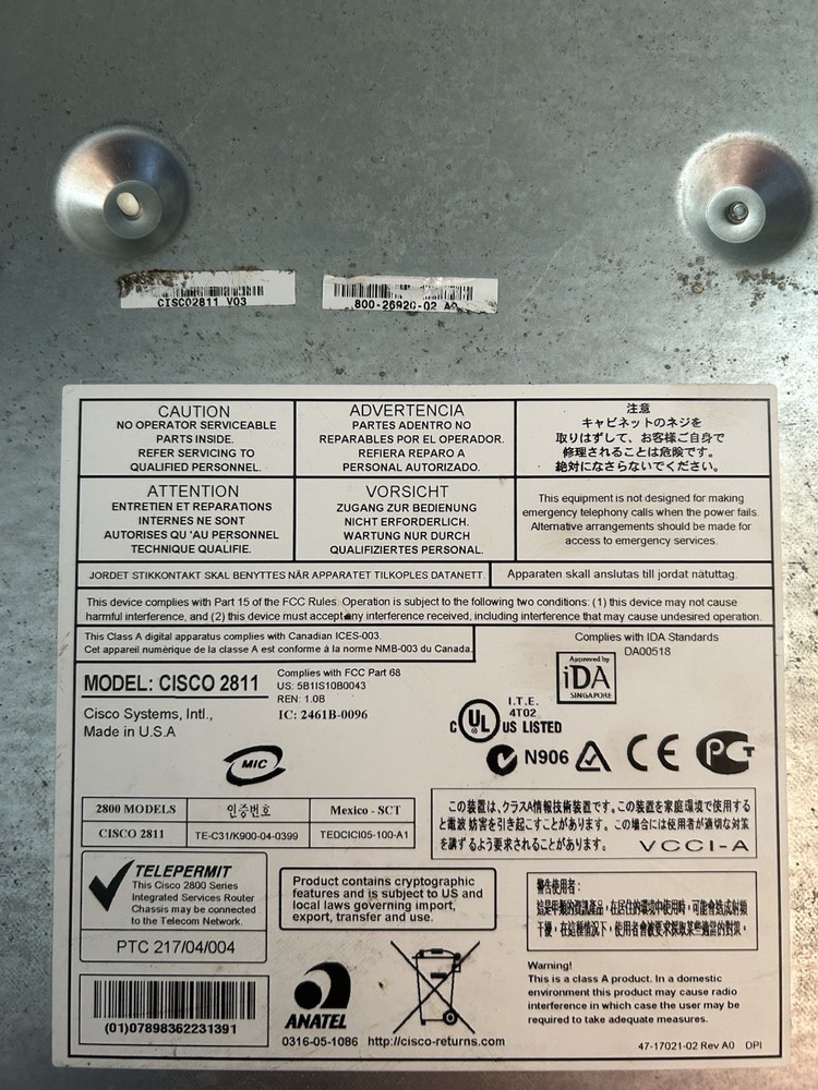 Cisco 2811 Router. READ DESCRIPTION…