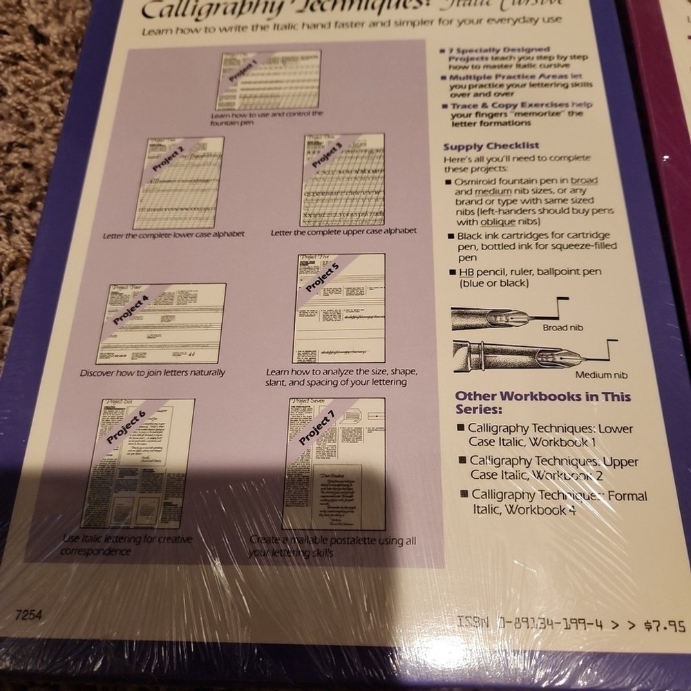 Vintage Calligraphy Techniques Workbooks Set of 4