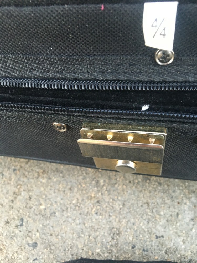 Violin Case Bag Zipper Backpack Strap Softcover Black Cloth Plastic Handle