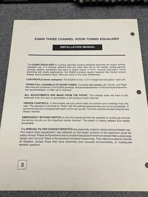 SMART THEATER SYSTEMS Electronic Crossover