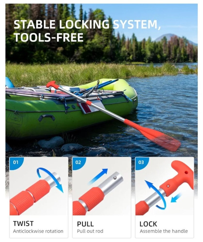 Oceanbroad Telescoping Emergency Paddle 21''-42'' Aluminium Shaft for Kayaking