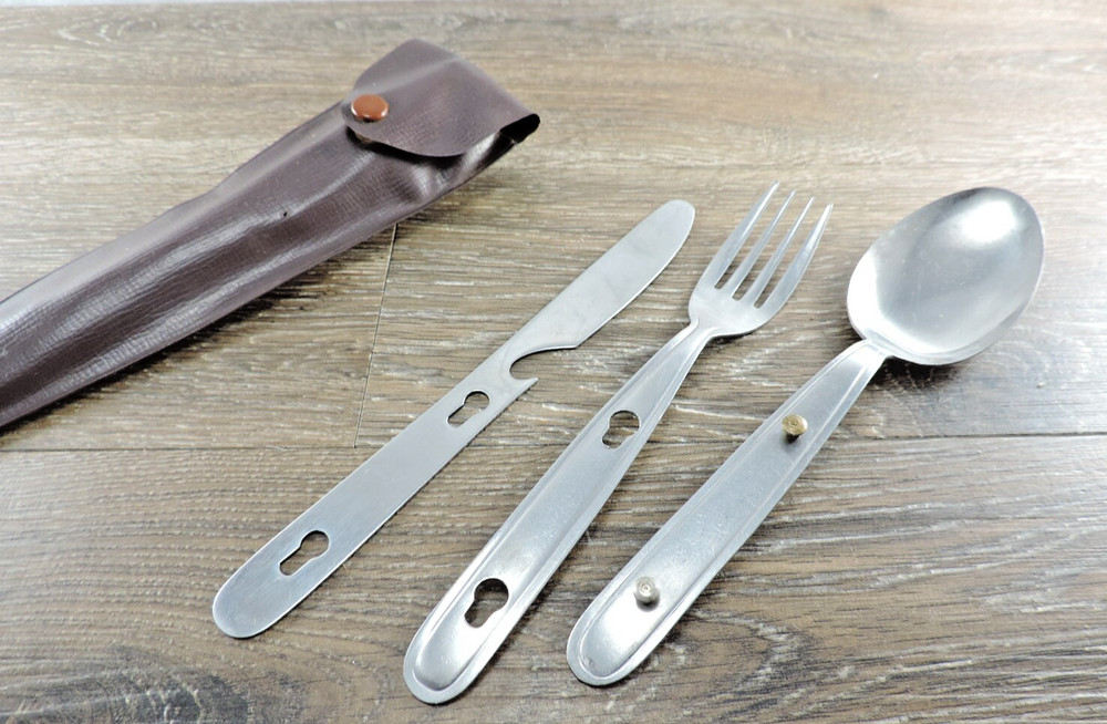Camp Nesting Fork Knife & Spoon Set Stainless Japan