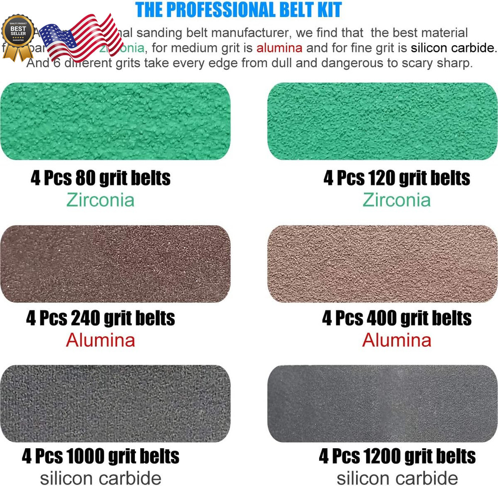 24 Pcs 3/4" x 12" Replacement Knife Sharpener Sanding Belt Kit & Work Sharp Knif