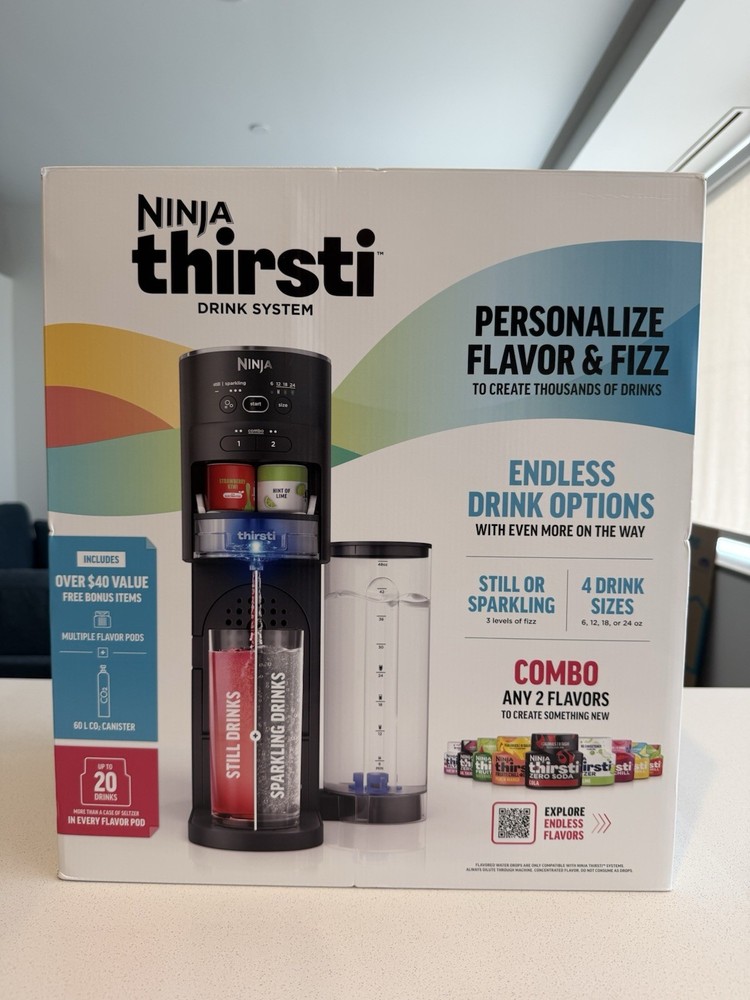 Ninja Thirsti Drink System Sparkling & Still Beverage Maker Black