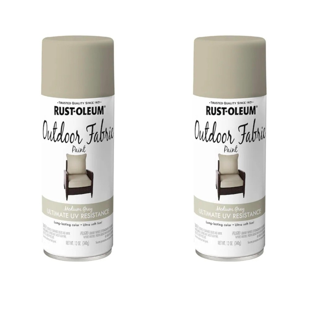 2 Cans Rust-Oleum Specialty Fabric Spray Paint, Medium Gray, 12 Oz.