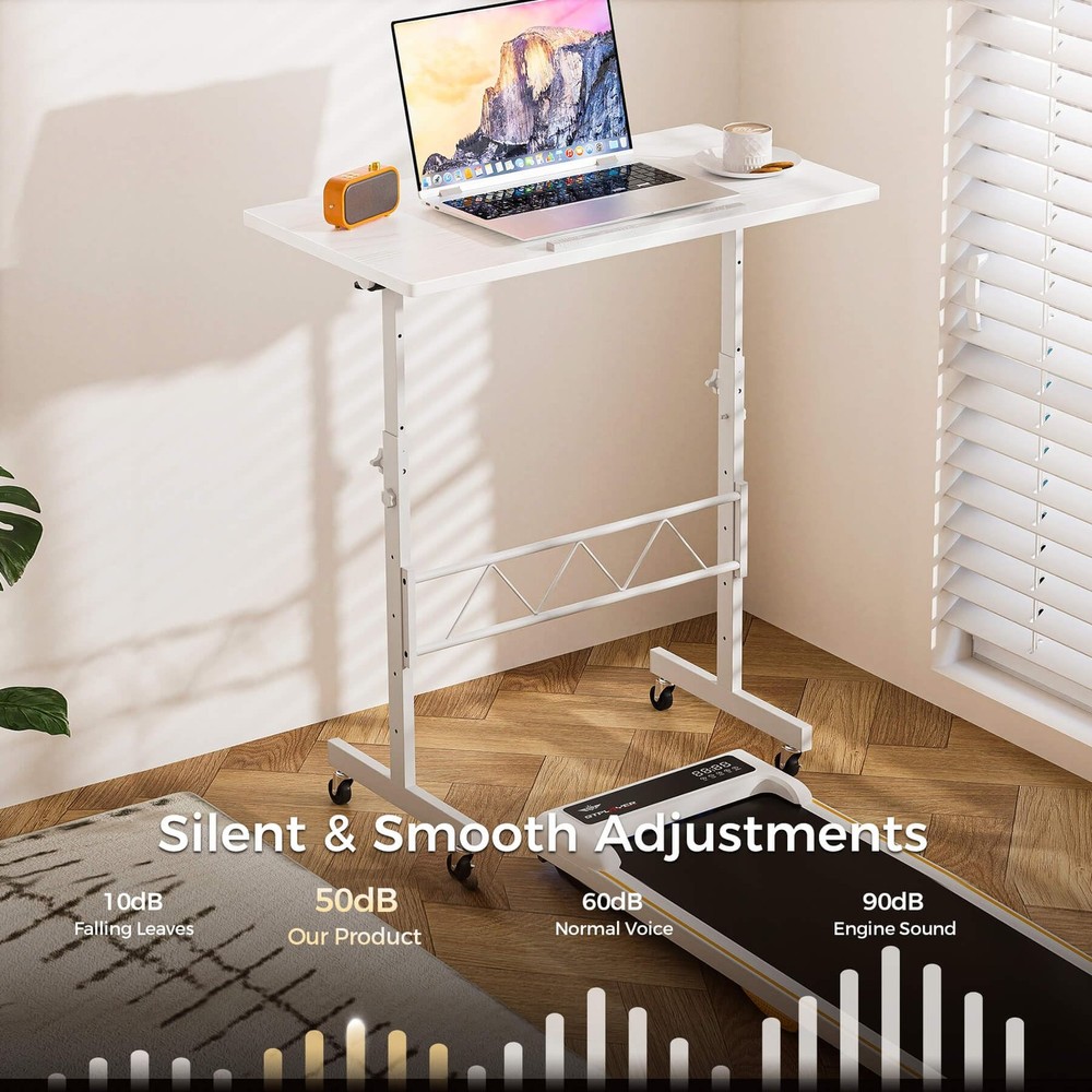 COMHOMA Small Standing Desk Adjustable Height, Tiltable Tabletop, Mobile
