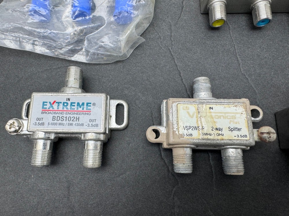 LOT OF 10 ASSORTED Brand COAXIAL CABLE SPLITTERS