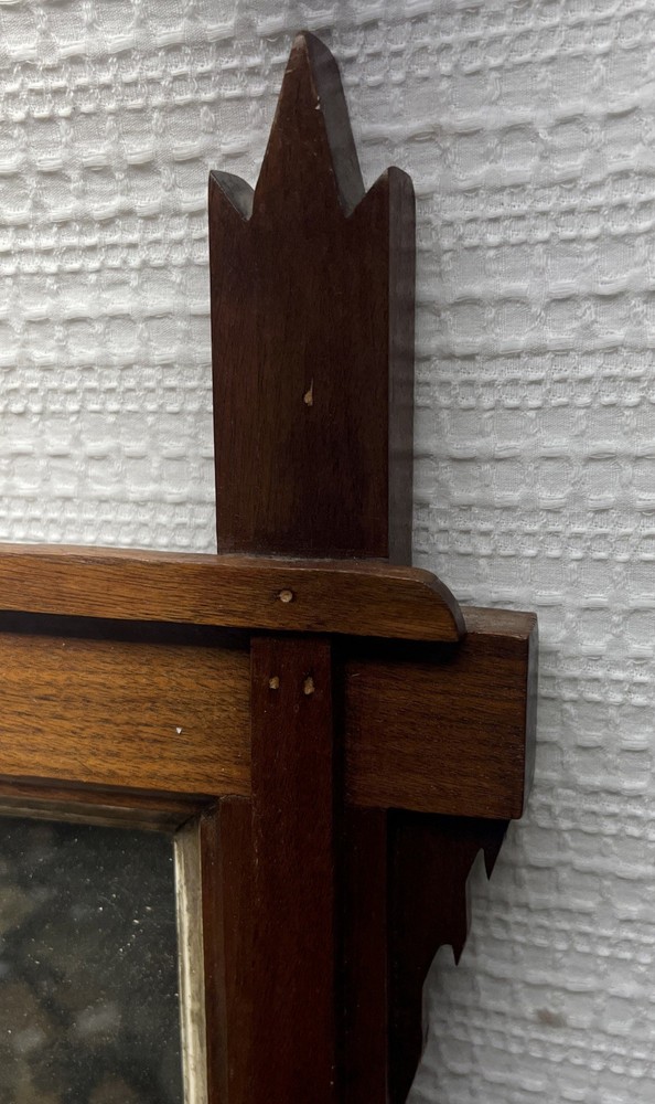 Antique Victorian Walnut Wall Mount Comb Box with Mirror