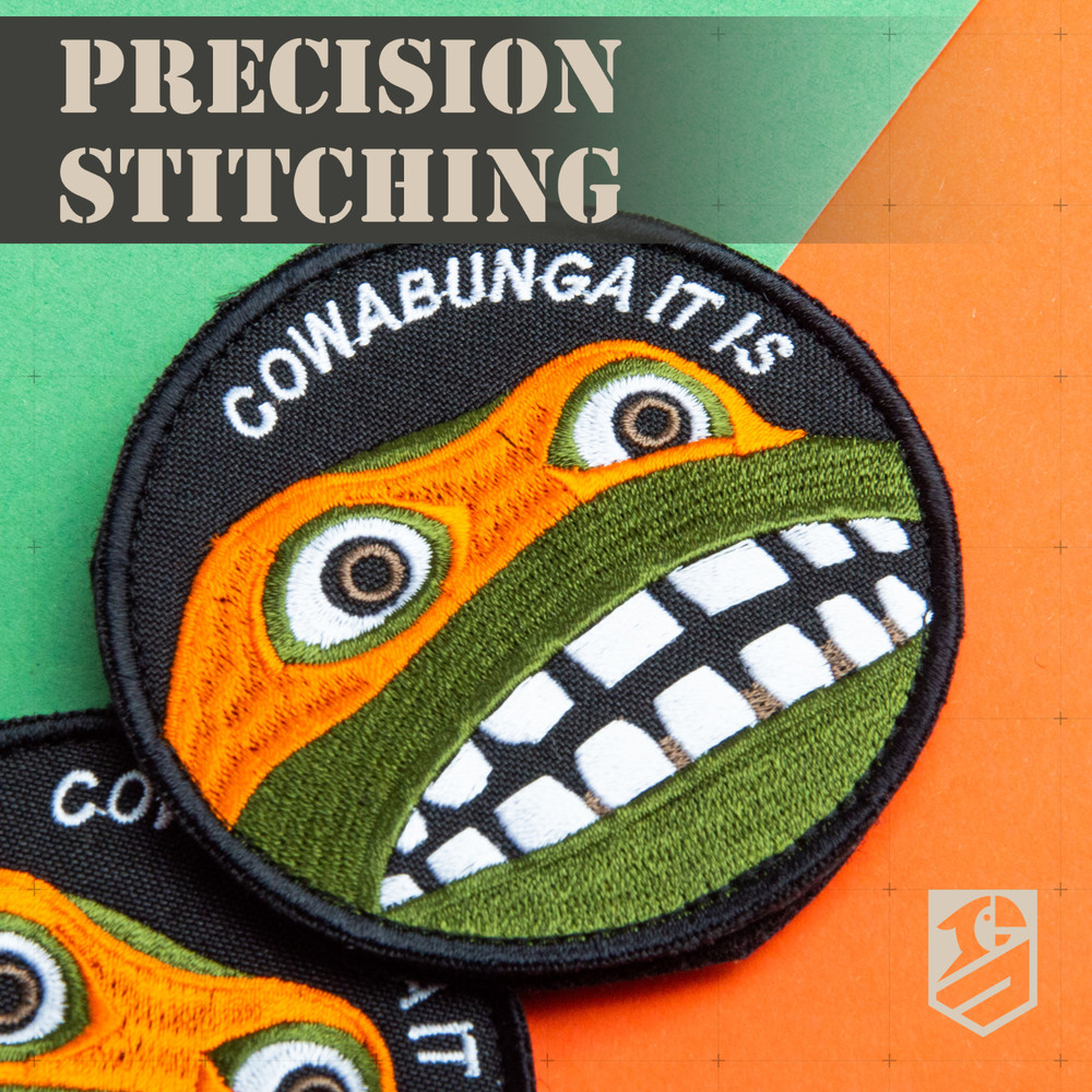 Cowabunga Patch Funny Ninja Turtle Embroidered Patch Hook & Loop Backing