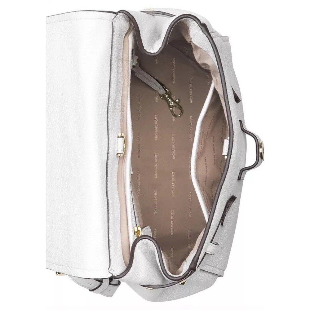 Michael Kors Women's Addison Medium Pebble Leather Backpack Optic White