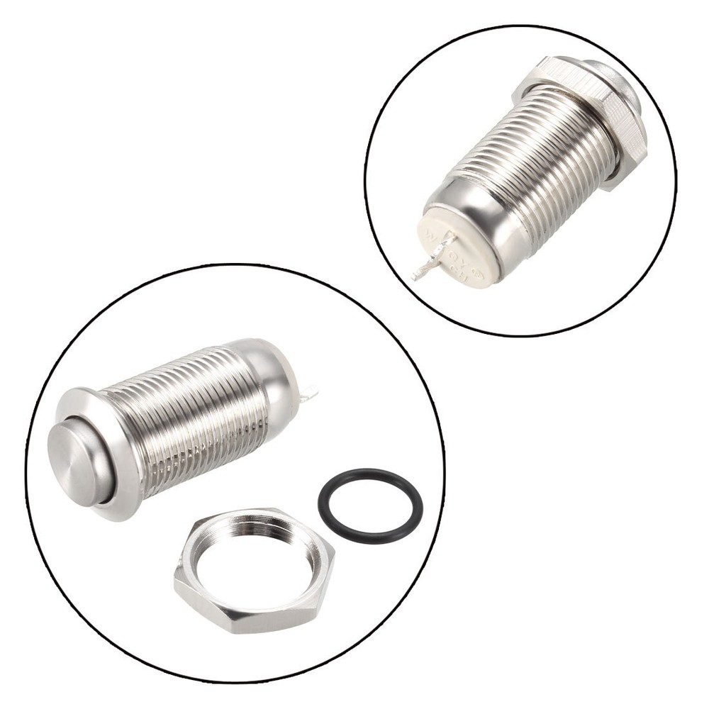 Latching Metal Push Button Switch 10mm Mounting Dia 1NO 250V 5A