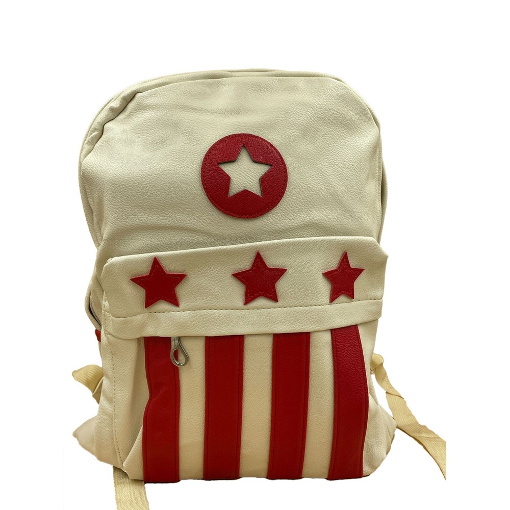 Generic Stylish 16" Durable Backpack with Stars and Stripes - Leather Backpack