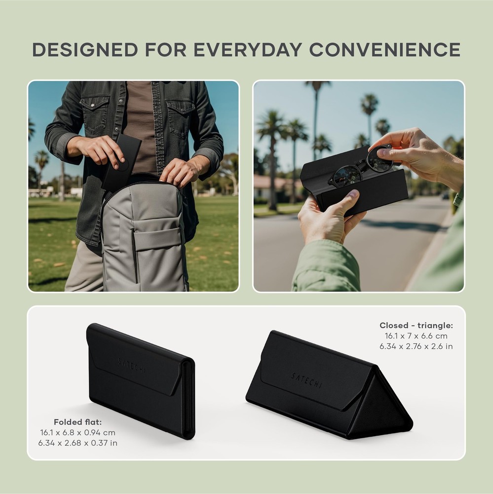 Satechi Smart Glasses Case with Find My, Foldable, Wireless Rechargeable, Alerts