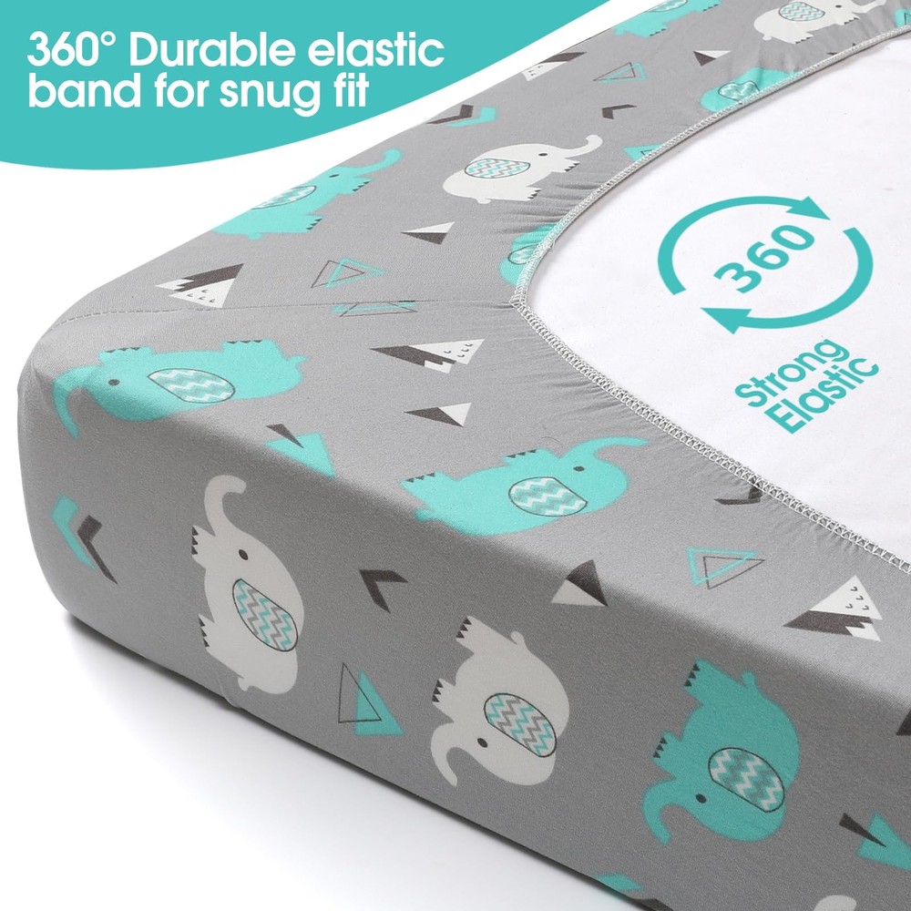 Pack n Play Sheets, 2 Pack Mini Crib Sheets,Stretchy Portable Fitted Playard ...