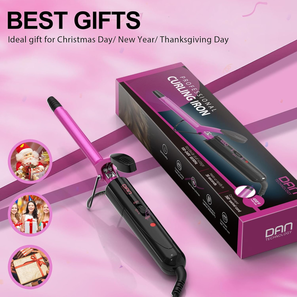 1/2 Inch Curling Iron 13Mm Small Ceramic Curling Wand with Adjustable Tempera...