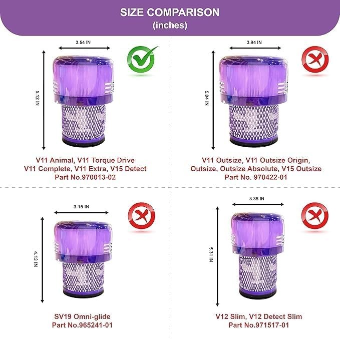 V15 Filter 2 Pack Premium True Replacement Filters Compatible with V15 Detect