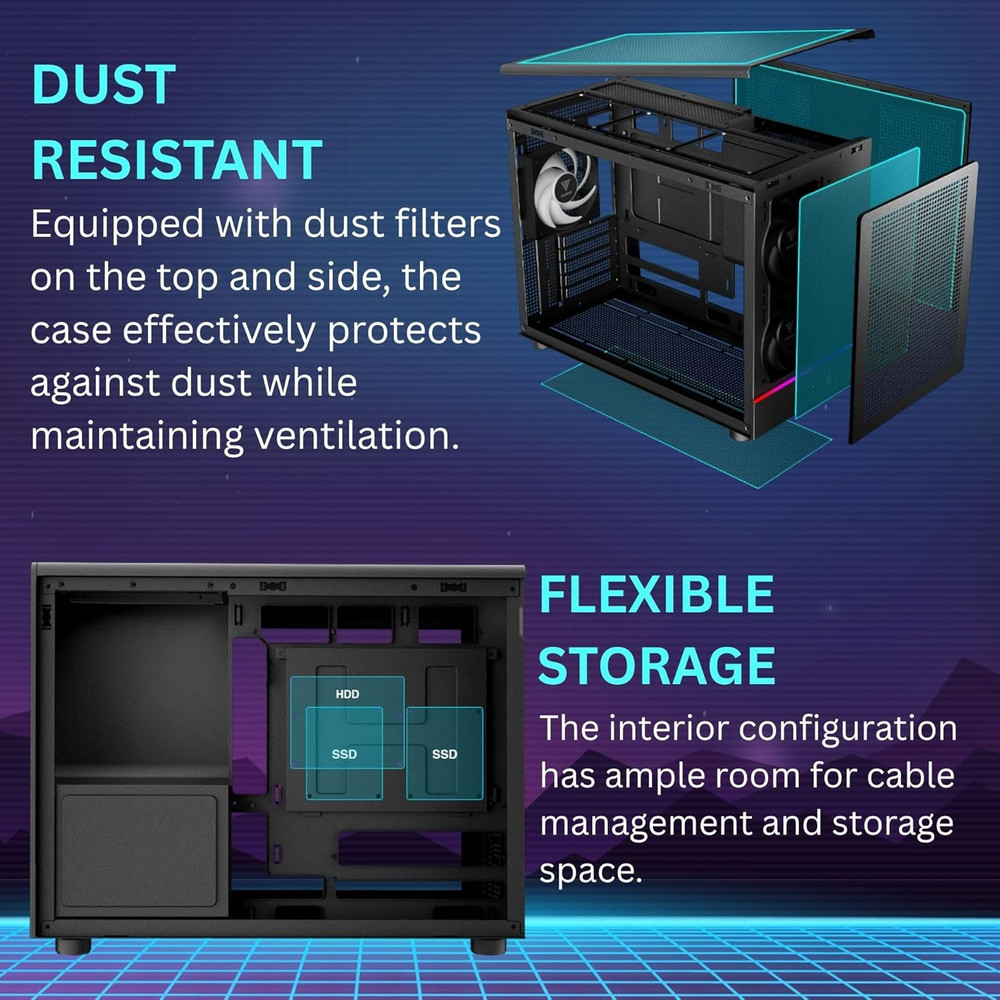 Micro‑Tower Gaming PC Case, Mesh Front Panel with RGB Strip & 3×120 Mm Prebuilt